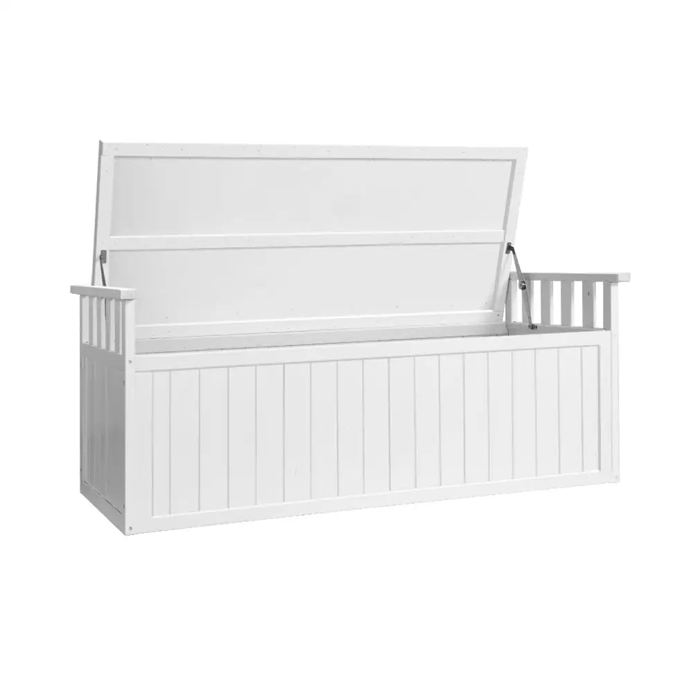 Gardeon Outdoor Storage Bench Box 129cm Wooden Garden Toy Chest Sheds Patio Furniture XL White - Furniture > Outdoor