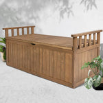 Gardeon Outdoor Storage Bench Box 129cm Wooden Garden Toy Chest Sheds Patio Furniture XL Natural - Home & Garden >