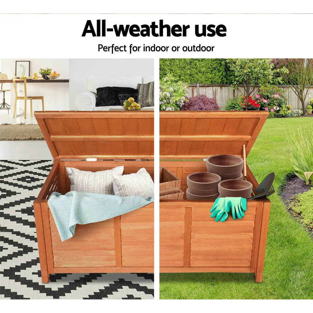Gardeon Outdoor Storage Bench Box 210L Wooden Patio Furniture Garden Chair Seat - Home & Garden > Storage