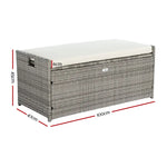 Gardeon Outdoor Storage Bench Box Wicker Garden Sheds Tools Cushion Patio Furniture Grey - Furniture > Outdoor >