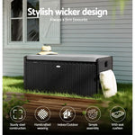 Gardeon Outdoor Storage Bench Box Wicker Garden Sheds Tools Cushion Patio Furniture Black - Furniture > Outdoor >