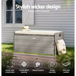 Gardeon Outdoor Storage Bench Box Wicker Garden Sheds Tools Cushion Patio Furniture Grey - Furniture > Outdoor >