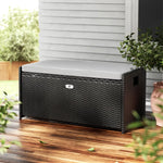 Gardeon Outdoor Storage Bench Box Wicker Garden Sheds Tools Cushion Patio Furniture Black - Furniture > Outdoor >