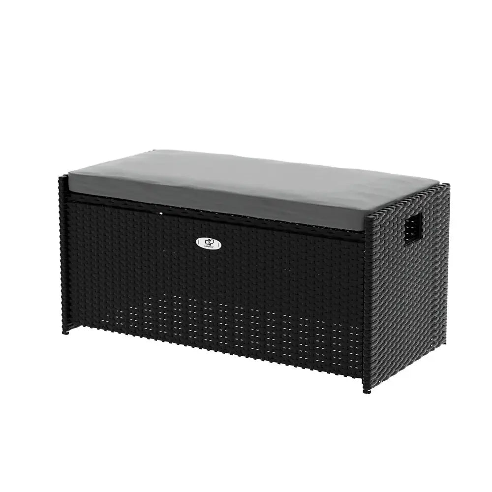 Gardeon Outdoor Storage Bench Box Wicker Garden Sheds Tools Cushion Patio Furniture Black - Furniture > Outdoor >