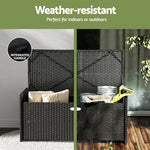 Gardeon Outdoor Storage Bench Box Wicker Garden Sheds Tools Cushion Patio Furniture Black - Furniture > Outdoor >