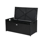 Gardeon Outdoor Storage Bench Box Wicker Garden Sheds Tools Cushion Patio Furniture Black - Furniture > Outdoor >