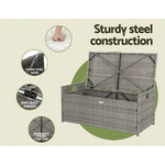 Gardeon Outdoor Storage Bench Box Wicker Garden Sheds Tools Cushion Patio Furniture Grey - Furniture > Outdoor >