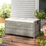 Gardeon Outdoor Storage Bench Box Wicker Garden Sheds Tools Cushion Patio Furniture Grey - Furniture > Outdoor >