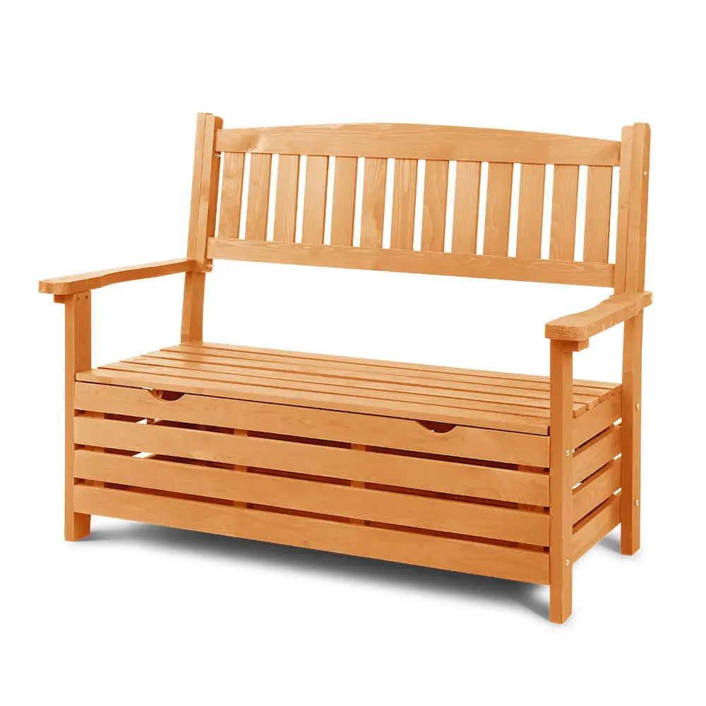 Gardeon Outdoor Storage Bench Box Wooden Garden Chair 2 Seat Timber Furniture - Furniture > Outdoor > Outdoor Chairs