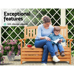 Gardeon Outdoor Storage Bench Box Wooden Garden Chair 2 Seat Timber Furniture - Furniture > Outdoor > Outdoor Chairs