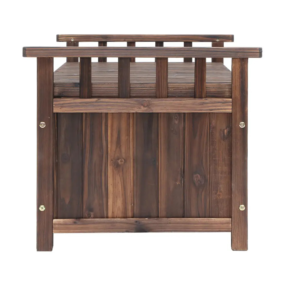 Gardeon Outdoor Storage Bench Box Wooden Garden Toy Tool Shed Patio Furniture Charcoal - Furniture > Outdoor