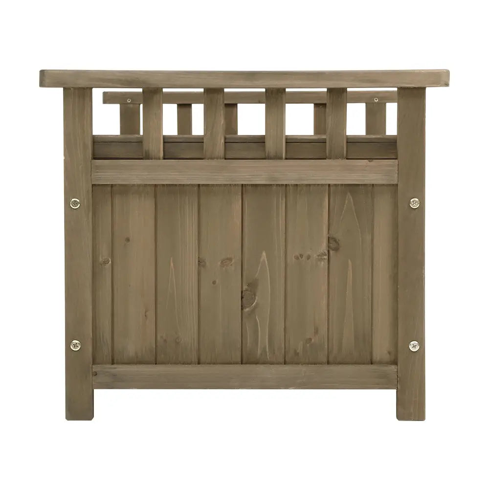 Gardeon Outdoor Storage Bench Box Wooden Garden Toy Tool Sheds Patio Furniture Brown - Furniture > Outdoor