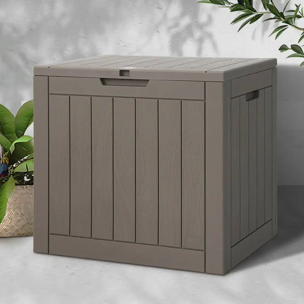 Gardeon Outdoor Storage Box 118L Container Lockable Indoor Garden Toy Tool Shed Grey - Home & Garden > Storage