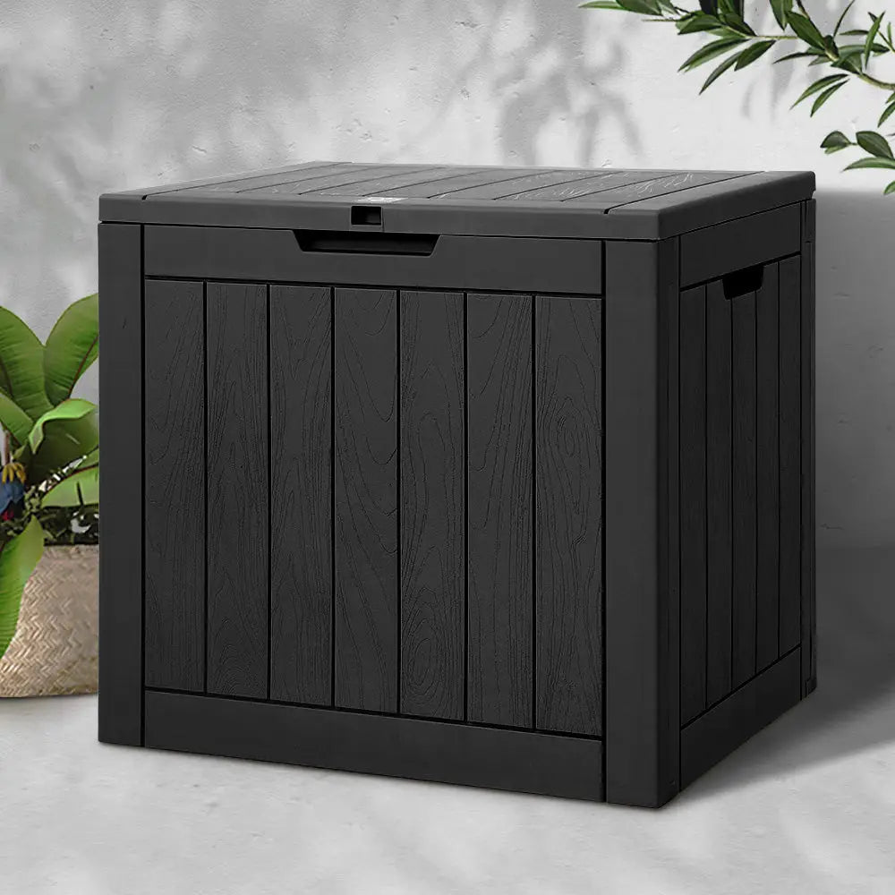 Gardeon Outdoor Storage Box 118L Container Lockable Indoor Garden Toy Tool Shed Black - Home & Garden > Storage