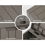 Gardeon Outdoor Storage Box 118L Container Lockable Indoor Garden Toy Tool Shed Grey - Home & Garden > Storage