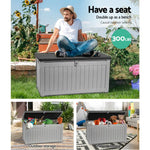Gardeon Outdoor Storage Box 190L Container Lockable Garden Bench Tool Shed Black - Home & Garden > Storage