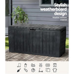 Gardeon Outdoor Storage Box 220L Lockable Organiser Garden Deck Toy Shed Tool Black - Home & Garden > Storage