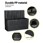 Gardeon Outdoor Storage Box 220L Lockable Organiser Garden Deck Toy Shed Tool Black - Home & Garden > Storage