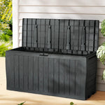 Gardeon Outdoor Storage Box 220L Lockable Organiser Garden Deck Toy Shed Tool Black - Home & Garden > Storage