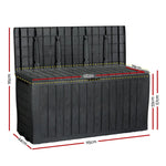 Gardeon Outdoor Storage Box 220L Lockable Organiser Garden Deck Toy Shed Tool Black - Home & Garden > Storage