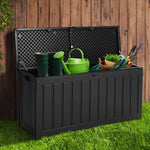 Gardeon Outdoor Storage Box 240L Container Lockable Garden Bench Tool Shed Black - Home & Garden > Storage