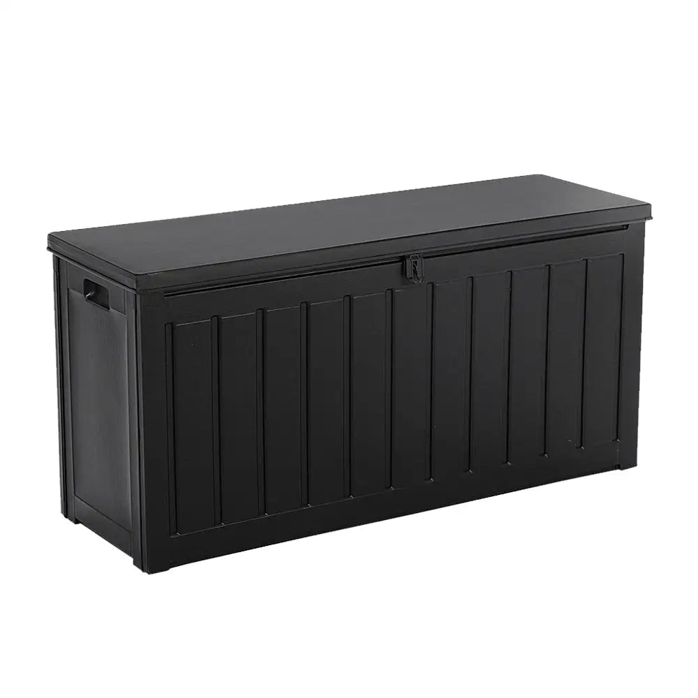 Gardeon Outdoor Storage Box 240L Container Lockable Garden Bench Tool Shed Black - Home & Garden > Storage