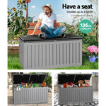 Gardeon Outdoor Storage Box 270L Container Lockable Garden Bench Tool Shed Grey - Home & Garden > Storage