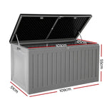 Gardeon Outdoor Storage Box 270L Container Lockable Garden Bench Tool Shed Grey - Home & Garden > Storage