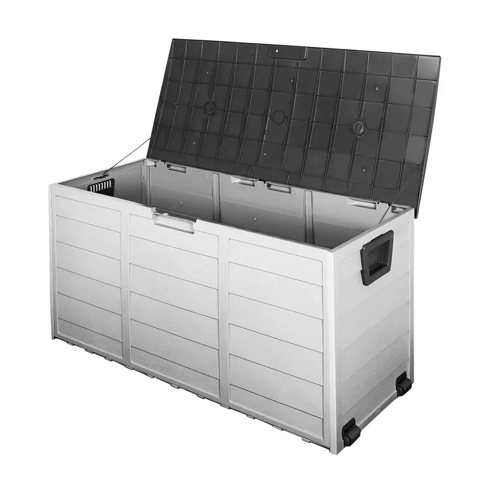Gardeon Outdoor Storage Box 290L Lockable Organiser Garden Deck Shed Tool Black - Home & Garden > Storage