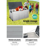 Gardeon Outdoor Storage Box 290L Lockable Organiser Garden Deck Shed Tool Grey - Home & Garden > Storage