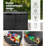 Gardeon Outdoor Storage Box 290L Lockable Organiser Garden Deck Shed All Black - Home & Garden > Storage