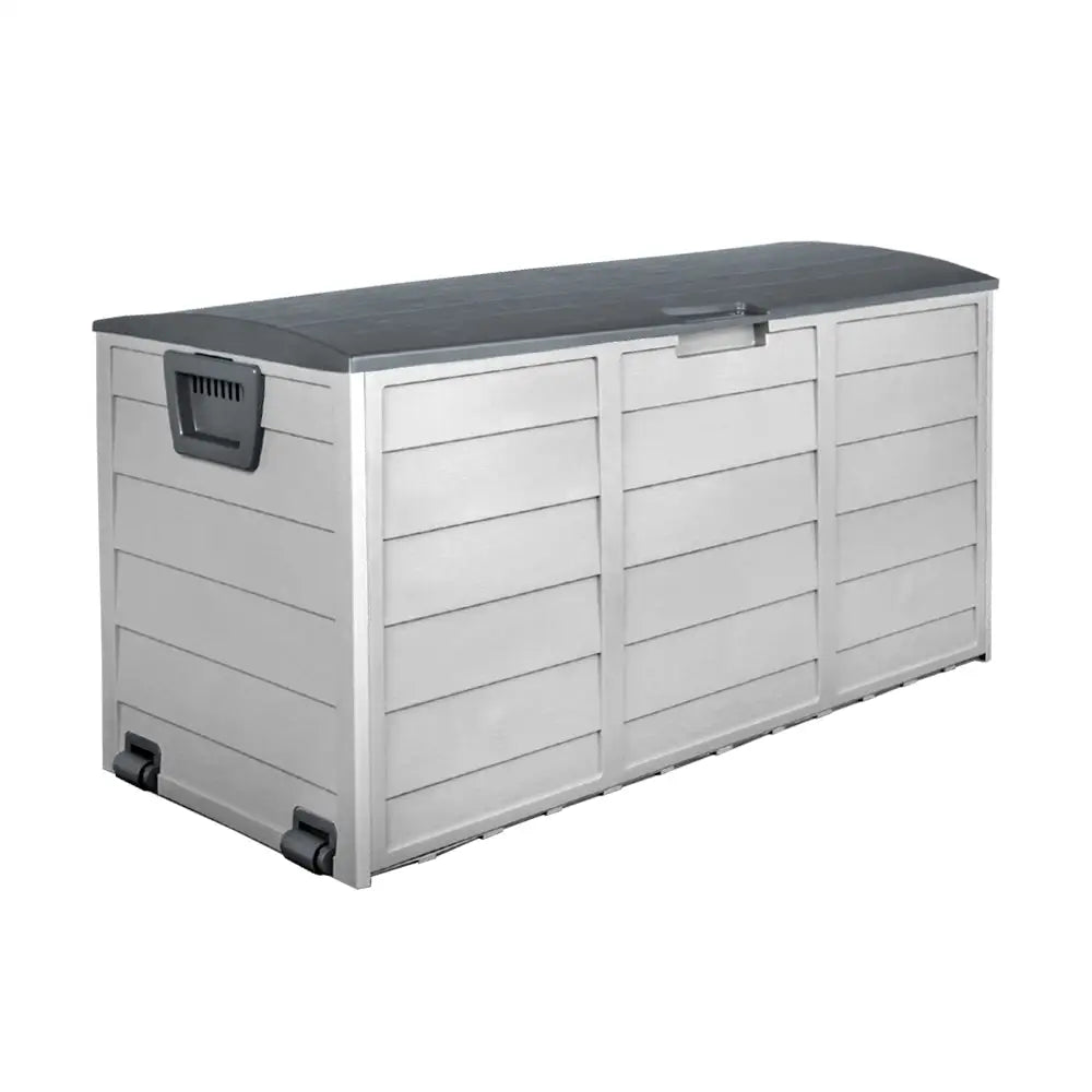 Gardeon Outdoor Storage Box 290L Lockable Organiser Garden Deck Shed Tool Grey - Home & Garden > Storage