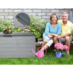 Gardeon Outdoor Storage Box 290L Lockable Organiser Garden Deck Shed Tool Grey - Home & Garden > Storage