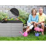 Gardeon Outdoor Storage Box 290L Lockable Organiser Garden Deck Shed Tool Black - Home & Garden > Storage