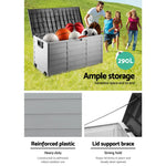 Gardeon Outdoor Storage Box 290L Lockable Organiser Garden Deck Shed Tool Black - Home & Garden > Storage