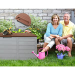 Gardeon Outdoor Storage Box 290L Lockable Organiser Garden Deck Shed Tool Brown - Home & Garden > Storage