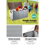 Gardeon Outdoor Storage Box 290L Lockable Organiser Garden Deck Shed Tool Brown - Home & Garden > Storage