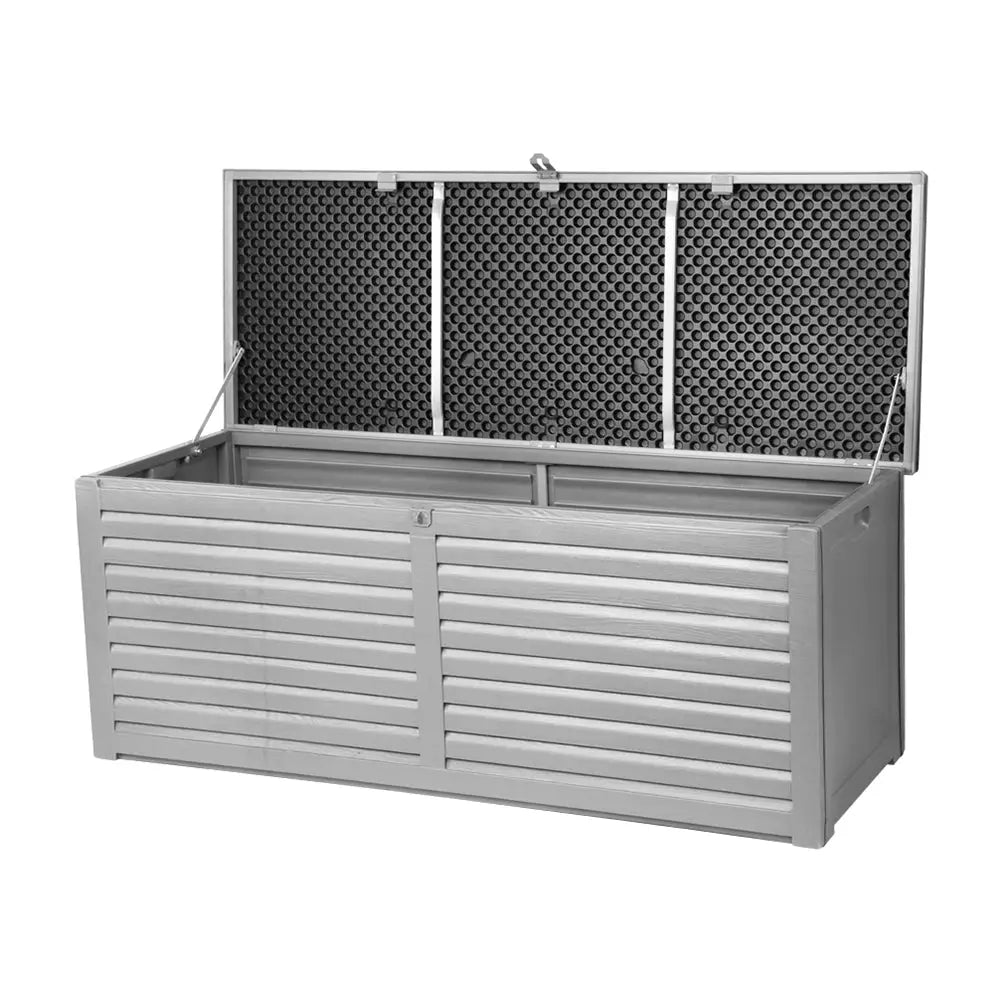 Gardeon Outdoor Storage Box 390L Container Lockable Garden Bench Tools Toy Shed Black - Home & Garden > Storage