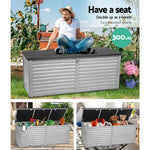 Gardeon Outdoor Storage Box 390L Container Lockable Garden Bench Tools Toy Shed Black - Home & Garden > Storage