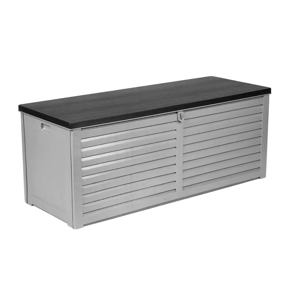Gardeon Outdoor Storage Box 390L Container Lockable Garden Bench Tools Toy Shed Black - Home & Garden > Storage