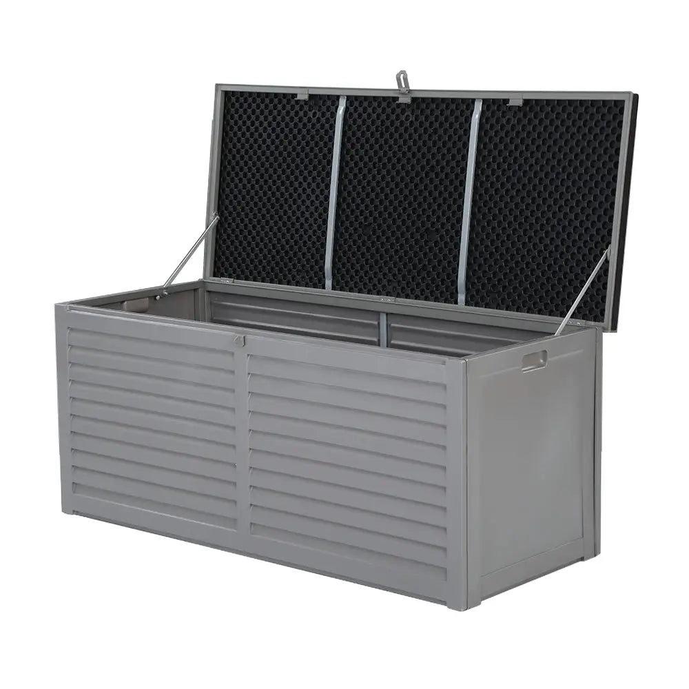Gardeon Outdoor Storage Box 490L Container Lockable Garden Bench Tools Toy Shed Black - Home & Garden > Storage