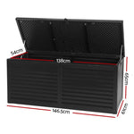 Gardeon Outdoor Storage Box 490L Container Lockable Garden Bench Shed Tools Toy All Black - Home & Garden > Storage
