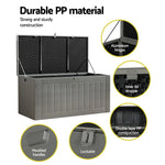 Gardeon Outdoor Storage Box 830L Container Lockable Garden Bench Tool Shed Black - Home & Garden > Storage