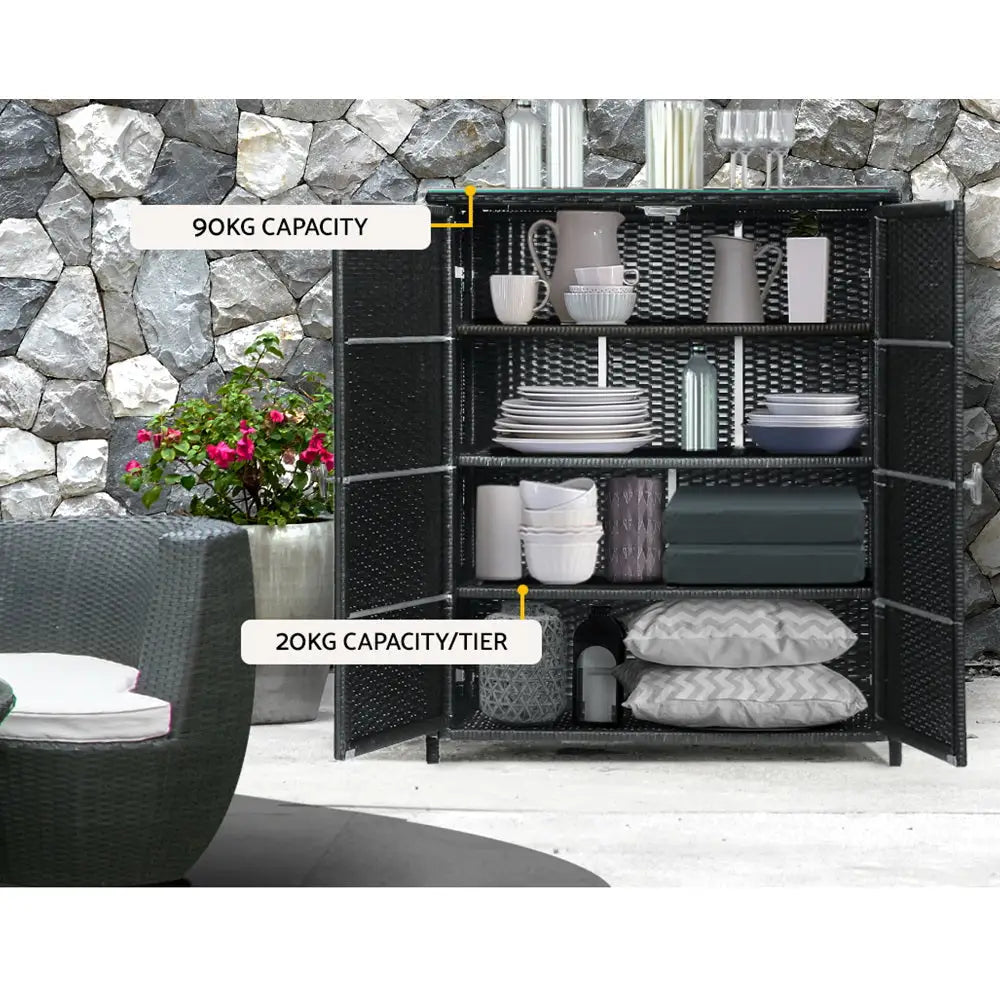 Gardeon Outdoor Storage Box Garage Wicker Shelf Chest Garden Shed Tools - Home & Garden > Storage