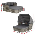 Gardeon Outdoor Sun Lounge Setting Patio Furniture Wicker Sofa Garden Day Bed - Furniture > Outdoor