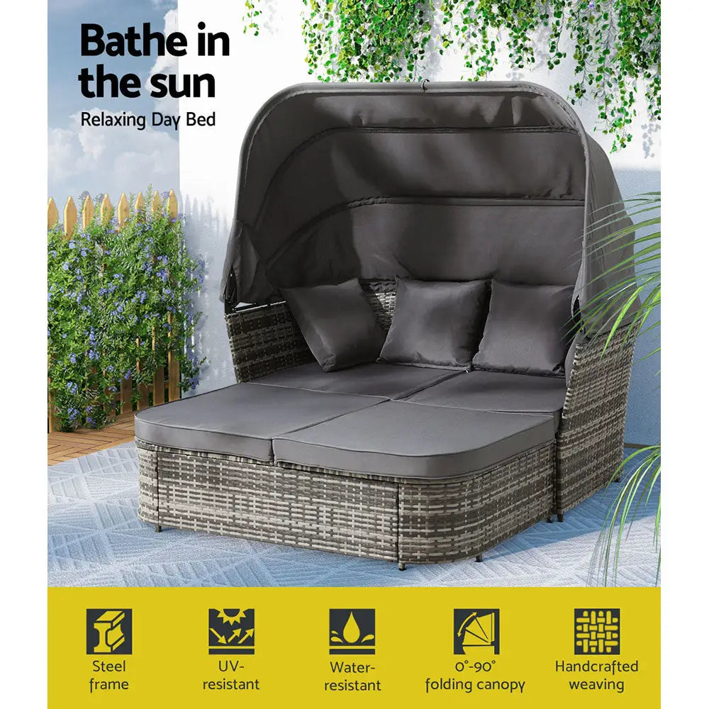 Gardeon Outdoor Sun Lounge Setting Patio Furniture Wicker Sofa Garden Day Bed - Furniture > Outdoor