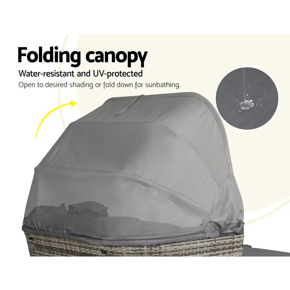 Gardeon Outdoor Sun Lounge Setting Patio Furniture Wicker Sofa Garden Day Bed - Furniture > Outdoor
