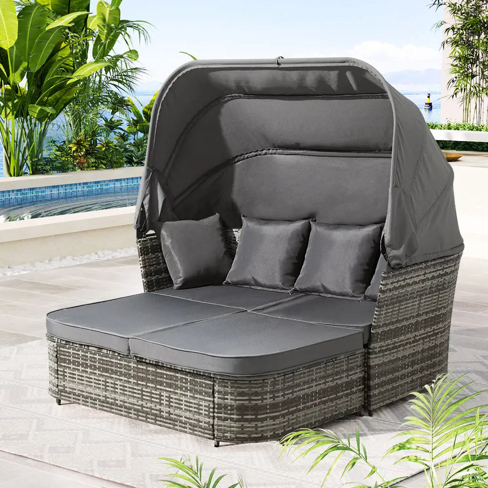 Gardeon Outdoor Sun Lounge Setting Patio Furniture Wicker Sofa Garden Day Bed - Furniture > Outdoor