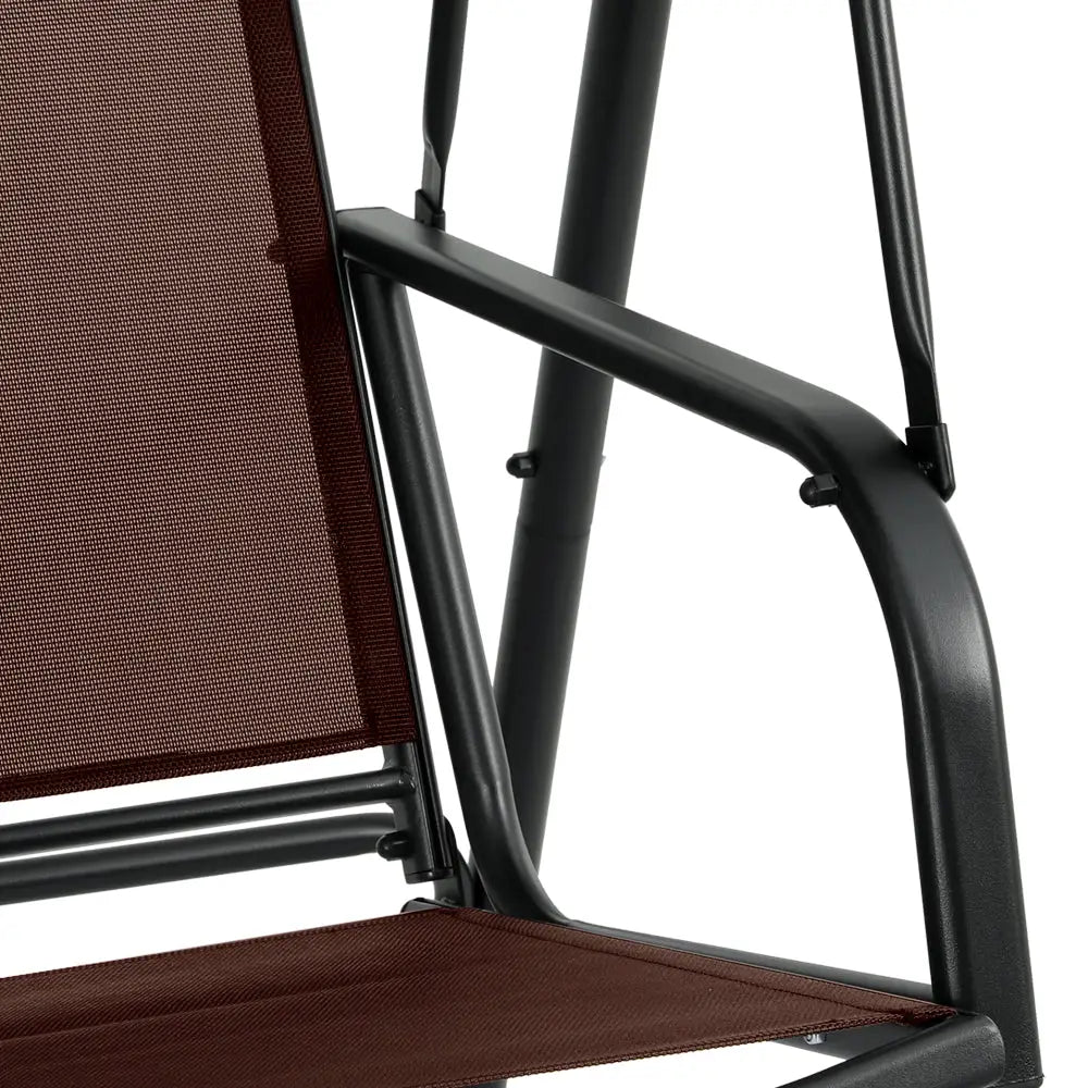 Gardeon Outdoor Swing Chair Garden Bench Furniture Canopy 2 Seater Brown - Furniture > Outdoor