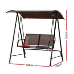 Gardeon Outdoor Swing Chair Garden Bench Furniture Canopy 2 Seater Brown - Furniture > Outdoor